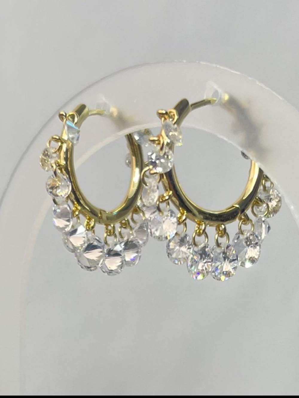 NEW Camila Coelho 14KT Gold Plated CZ Shimmer Charms Hoop Earrings - Picture 9 of 13